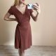 H&M S 36 basics brązowa sukienka wiązana z boki