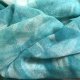 Silk scarf  - LEAVES in BLUE  - duża chusta / apaszka jedwabna ręcznie   malowana - 114 x 114  żorżetta mgiełka