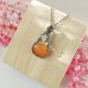 Naszyjnik Jadeit Pomarańczowy stal chirurgiczna wisiorek handmade wirewrapping