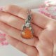 Naszyjnik Jadeit Pomarańczowy stal chirurgiczna wisiorek handmade wirewrapping