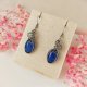 Kolczyki Jadeit Niebieski stal chirurgiczna wisiorek handmade wirewrapping