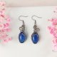 Kolczyki Jadeit Niebieski stal chirurgiczna wisiorek handmade wirewrapping