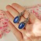 Kolczyki Jadeit Niebieski stal chirurgiczna wisiorek handmade wirewrapping