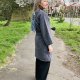 Płaszcz kimono 100% wełna alpaka patchworkowe oko frędzle.
