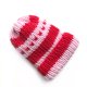 Wełniana czapka w serca 100% wełna czerwona pudrowy róż handmade ręcznie robiona