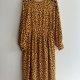 Sukienka Maxi w stylu retro Cętki guziki żółta długa