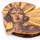 Golden Woman - pirografia (15x15 cm) - obraz wypalany na drewnie, woodburning, pyrography art