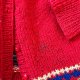 Vintage Czerwony Kardigan Sweter 100% Wełna Woolmark Uroczy Norweskie wzory