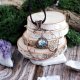 Wisior labradoryt triskelion kuta miedź antyczna amulet piękny rękodzieło
