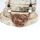 Wisior węzeł celtycki miedź antyczna amulet piękny obsydian labradoryt