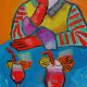 obraz do salonu portret babcia z drinkiem