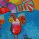 obraz do salonu portret babcia z drinkiem