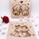 Drewniana ręcznie wypalana podkładka pod kubek - Słonie - prezent handmade, rękodzieło