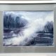 Akwarela 30x40cm Mglisty poranek na terenach zalewowych