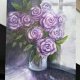Róże przy oknie, 40/30 cm Original Akwarela