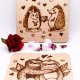 Drewniana ręcznie wypalana podkładka pod kubek - Jeże -  prezent handmade, rękodzieło