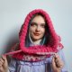 Balaclava alpaka i jedwab handmade, ręcznie szydełkowana zimowa kominiarka
