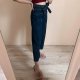 Bershka 34 XS Jeansy dżinsy ciemne granatowe z paskiem wysoki stan szerokie old money