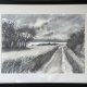 Droga wśród pól pszenicy 30/40cm. Original Akwarela A3
