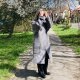 Płaszcz 100% wełna zdobiony czesanką wełnianą
