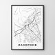 Mapa Zakopane 50x70 cm - plakat Zakopane czarno-biały