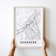 Mapa Zakopane 50x70 cm - plakat Zakopane czarno-biały