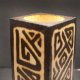 Drewniany świecznik tealight – aztecki wzór, ręczna pirografia, idealny prezent