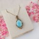 Naszyjnik Larimar złoty stal chirurgiczna wisiorek handmade wirewrapping