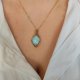 Naszyjnik Larimar złoty stal chirurgiczna wisiorek handmade wirewrapping