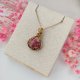 Naszyjnik Thulit złoty stal chirurgiczna wisiorek handmade wirewrapping