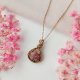Naszyjnik Thulit złoty stal chirurgiczna wisiorek handmade wirewrapping