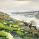 Wiosenny brzeg rzeki 30/42cm. Original Akwarela A3
