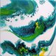 Błękitna Laguna ręcznie malowana abstrakcja 70x70 cm