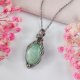 Naszyjnik Amazonit stal chirurgiczna wisiorek handmade wirewrapping
