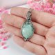 Naszyjnik Amazonit stal chirurgiczna wisiorek handmade wirewrapping
