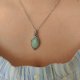 Naszyjnik Amazonit stal chirurgiczna wisiorek handmade wirewrapping