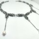 Choker naszyjnik Chainmaille - perły słodkowodne, stal chirurgiczna