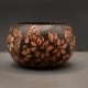 Drewniany świecznik tealight z motywem kwiatów i łąki - pirografia