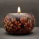 Drewniany świecznik tealight z motywem kwiatów i łąki - pirografia