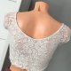 Bershka S 36, crop top koronkowy, krótki, 100% wiskoza, z podszewką