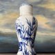 Sztuka wschodu porcelanowy ręcznie zdobiony -  niewielki Wazonik recznie zdobiony