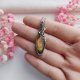 Naszyjnik Labradoryt Pomarańczowy stal chirurgiczna wisiorek handmade wirewrapping