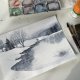 Zimowe refleksje. Original Akwarela A4