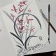 Wdzięk orchidei. japońskie malarstwo sumi-e. Original Akwarela A4+