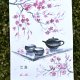 Ceremonia picia herbaty. japońskie malarstwo sumi-e. Original Akwarela A4+