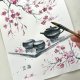 Ceremonia picia herbaty. japońskie malarstwo sumi-e. Original Akwarela A4+