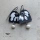 Kolczyki White & Black - Flower with Pearl