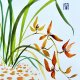 Beżowa orchidea. japońskie malarstwo sumi-e. Original Akwarela A4