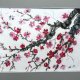 Gałązka wiśniowa japońskie malarstwo sumi-e. Original Akwarela A4