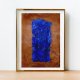 Obraz abstrakcyjny "Blue Root" – akryl na papierze – ultramaryna i brąz, 42 x 59,4 cm